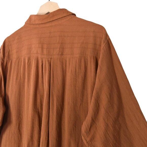 Ava & Viv Oversized Button Down Shirt 3X Utility Earthy Minimalist Burnt Clay - Picture 4 of 8